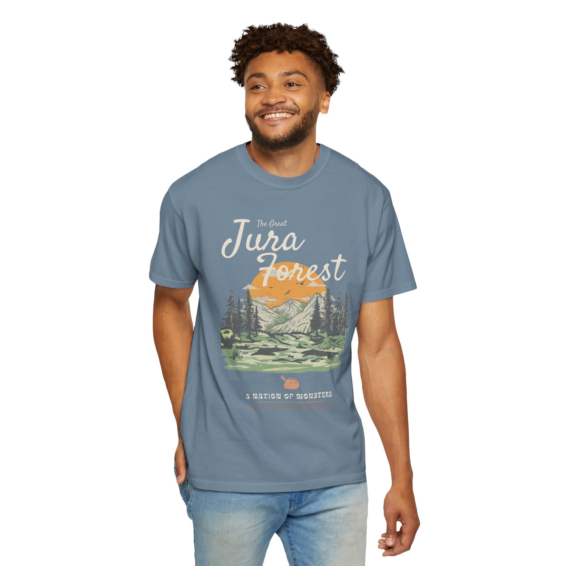 The Great Jura Forest, Monster Nation Retro Style Relaxed Fit Cotton T-Shirt