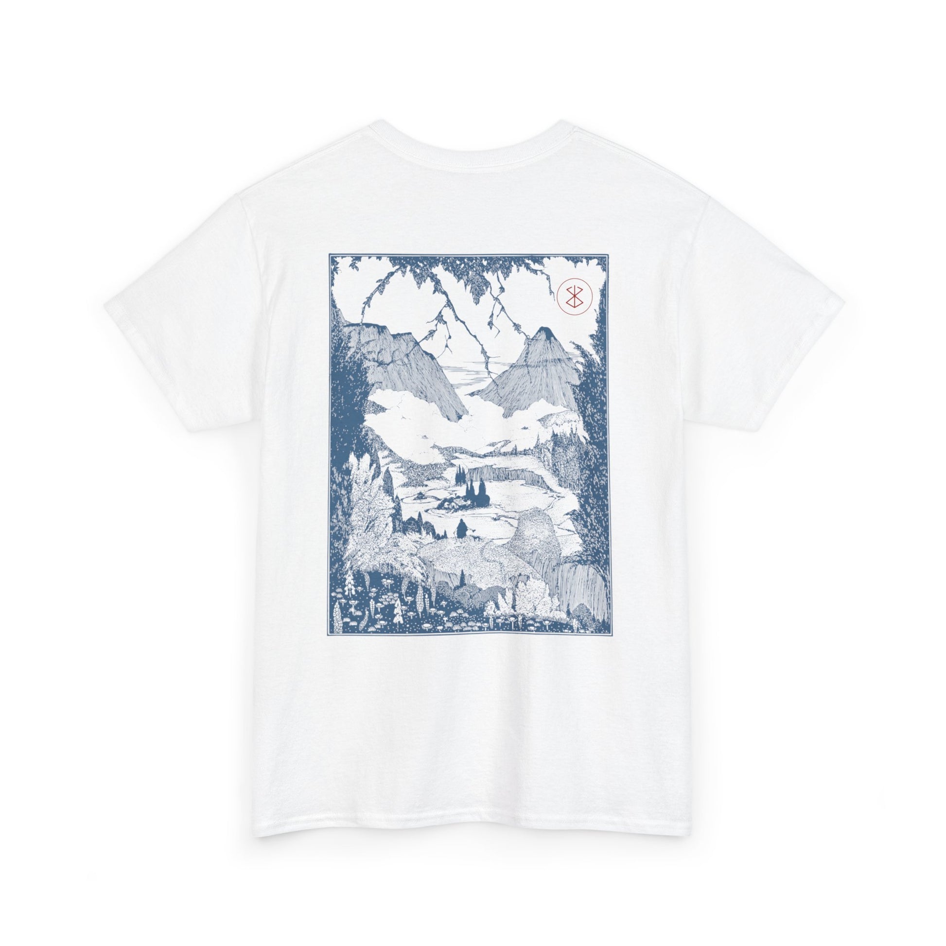 Black Swordsman Scenic Back Print Essentials T -Shirt